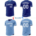 Custom Royal-White Reversible Button-Down Baseball Jersey photo 2