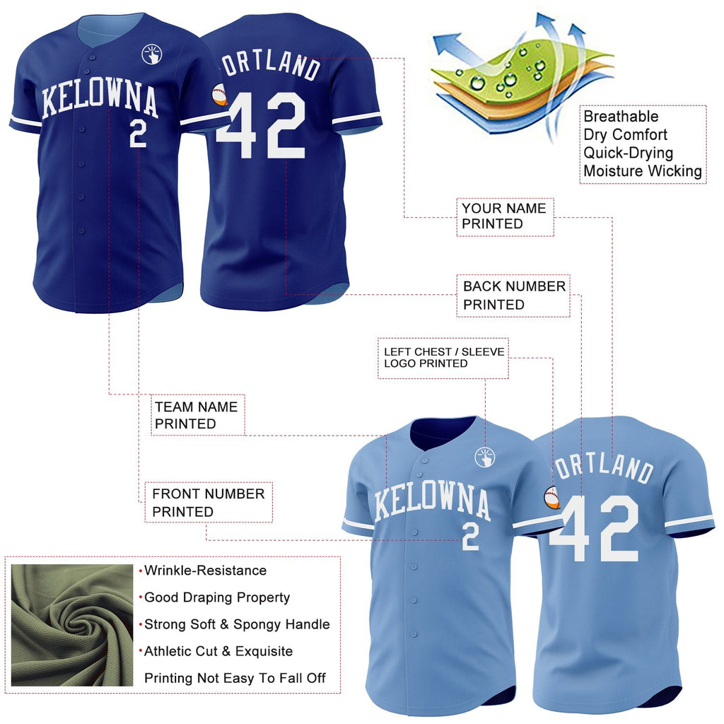 Custom Royal-White Reversible Button-Down Baseball Jersey photo 3
