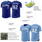 Custom Royal-White Reversible Button-Down Baseball Jersey photo 3