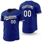 Custom Royal White-Black Reversible Button-Down Baseball Jersey