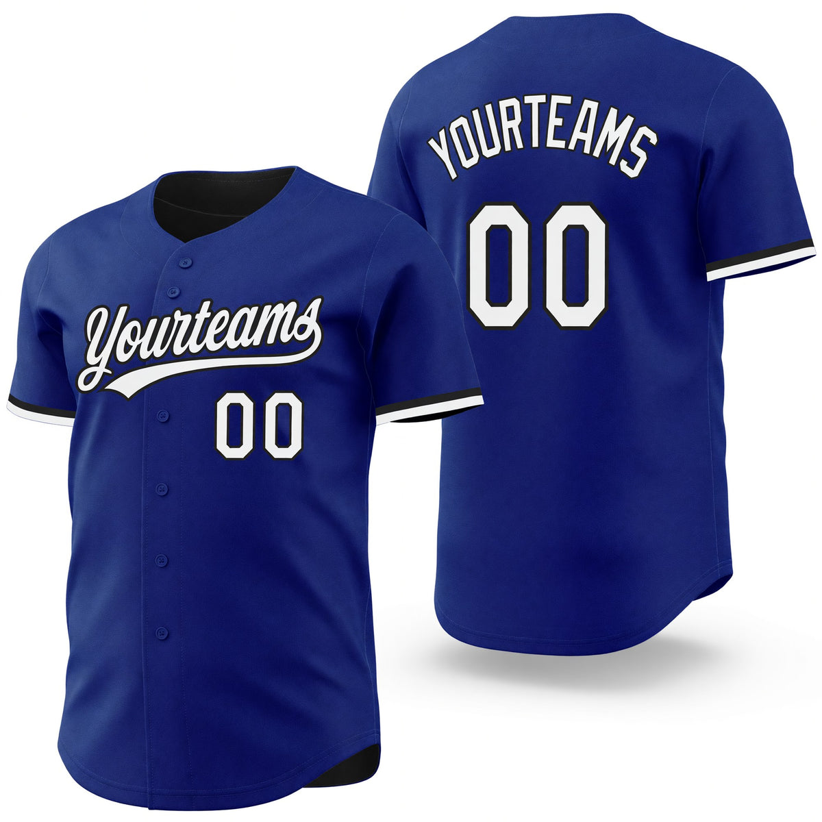 Custom Royal White-Black Reversible Button-Down Baseball Jersey