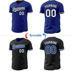 Custom Royal White-Black Reversible Button-Down Baseball Jersey photo 2