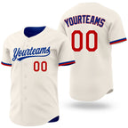 Custom Royal Cream Reversible Button-Down Baseball Jersey