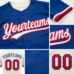 Custom Royal Cream Reversible Button-Down Baseball Jersey detail