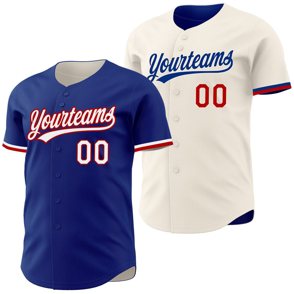 Custom Royal Cream Reversible Button-Down Baseball Jersey photo 1