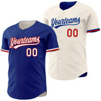 Custom Royal Cream Reversible Button-Down Baseball Jersey photo 1