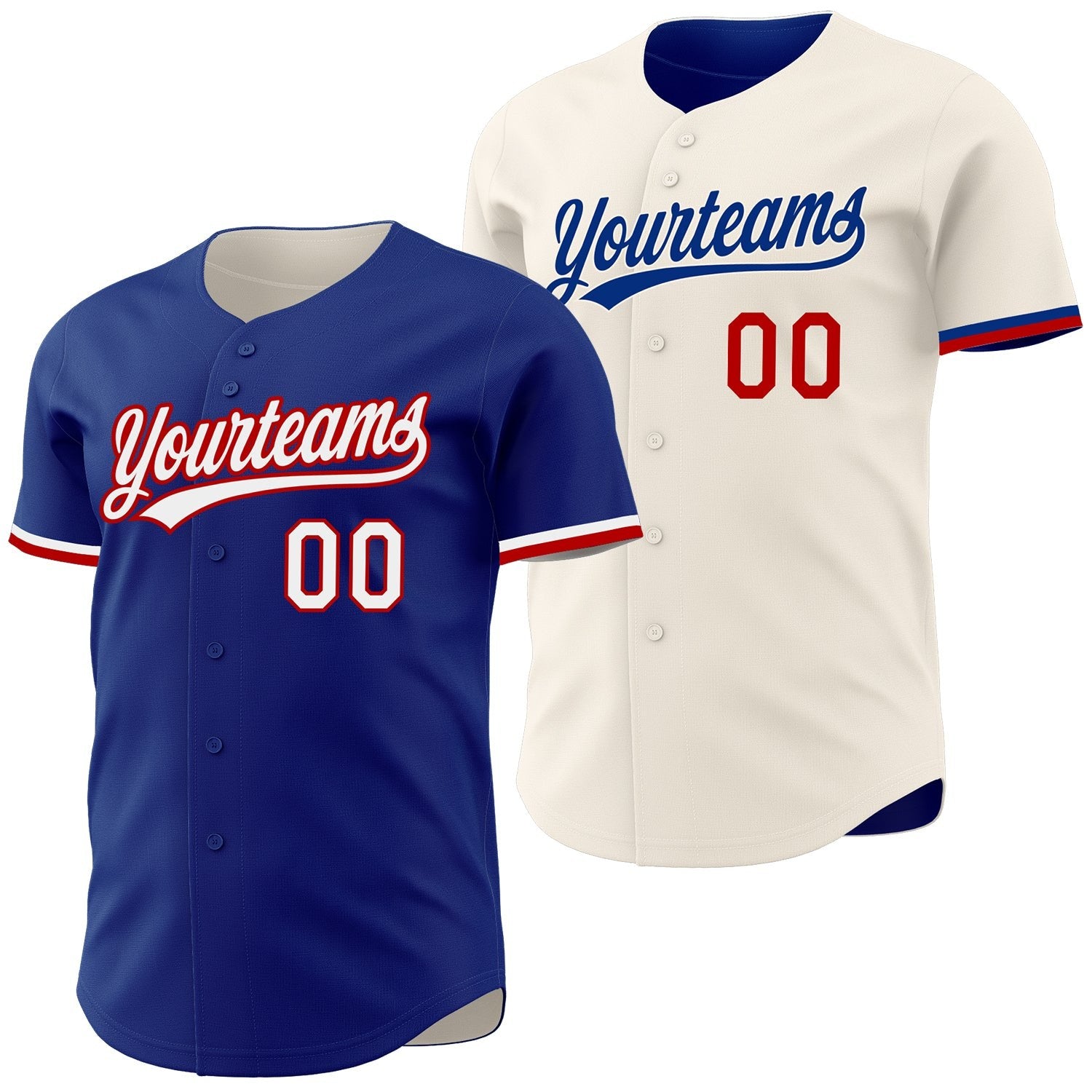 Custom Royal Cream Reversible Button-Down Baseball Jersey photo 1