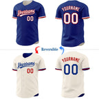 Custom Royal Cream Reversible Button-Down Baseball Jersey photo 2