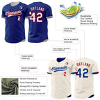 Custom Royal Cream Reversible Button-Down Baseball Jersey photo 3