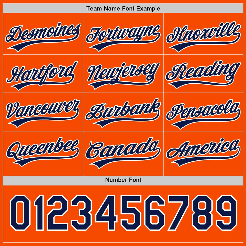 Custom Orange Navy-White Reversible Button-Down Baseball Jersey photo 4