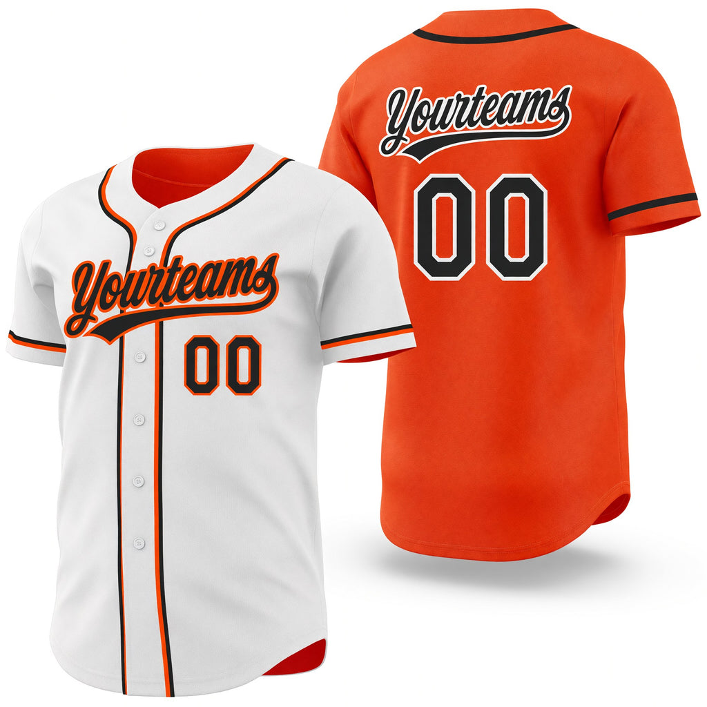 Custom Orange Black-White Reversible Button-Down Baseball Jersey