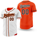 Custom Orange Black-White Reversible Button-Down Baseball Jersey