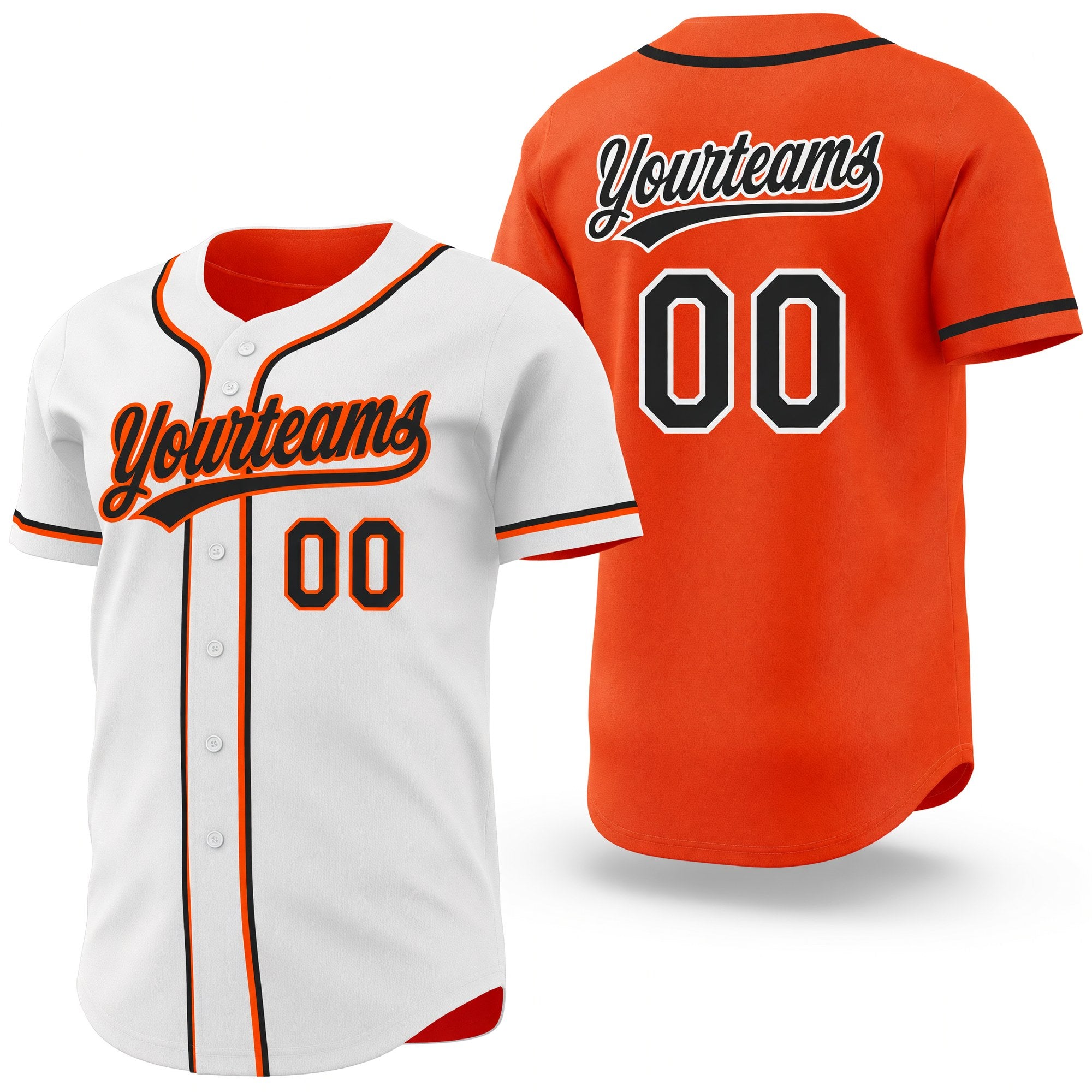 Custom Orange Black-White Reversible Button-Down Baseball Jersey