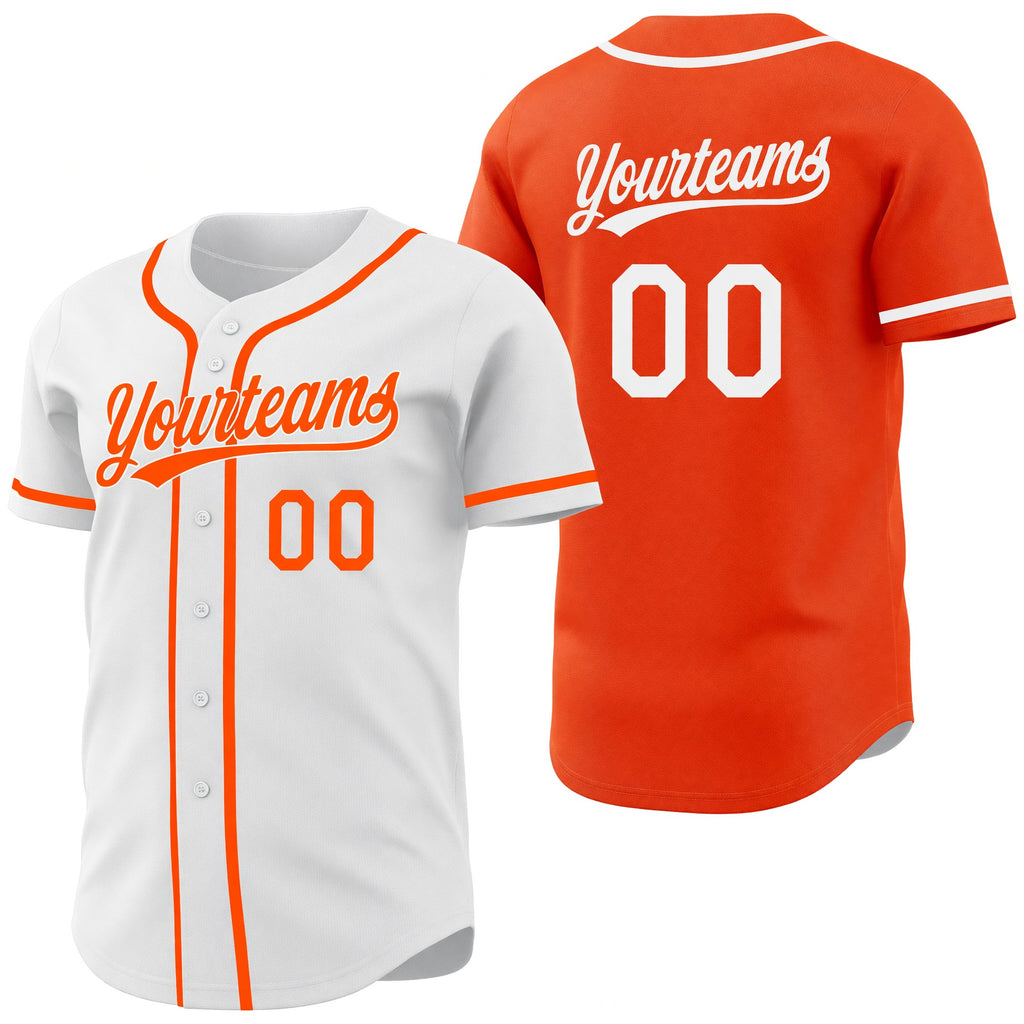 Custom Orange-White Reversible Button-Down Baseball Jersey