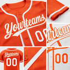 Custom Orange-White Reversible Button-Down Baseball Jersey detail