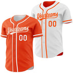 Custom Orange-White Reversible Button-Down Baseball Jersey photo 1