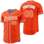 Custom Orange White-Gray Reversible Button-Down Baseball Jersey