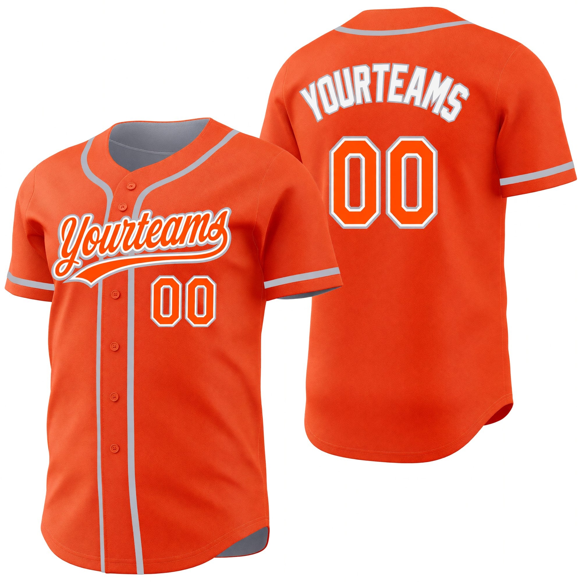Custom Orange White-Gray Reversible Button-Down Baseball Jersey