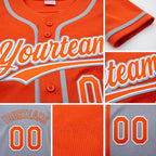 Custom Orange White-Gray Reversible Button-Down Baseball Jersey detail