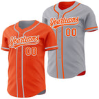 Custom Orange White-Gray Reversible Button-Down Baseball Jersey photo 1
