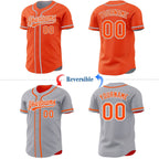 Custom Orange White-Gray Reversible Button-Down Baseball Jersey photo 2