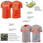 Custom Orange White-Gray Reversible Button-Down Baseball Jersey photo 3