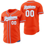 Custom Orange White-Light Blue Reversible Button-Down Baseball Jersey