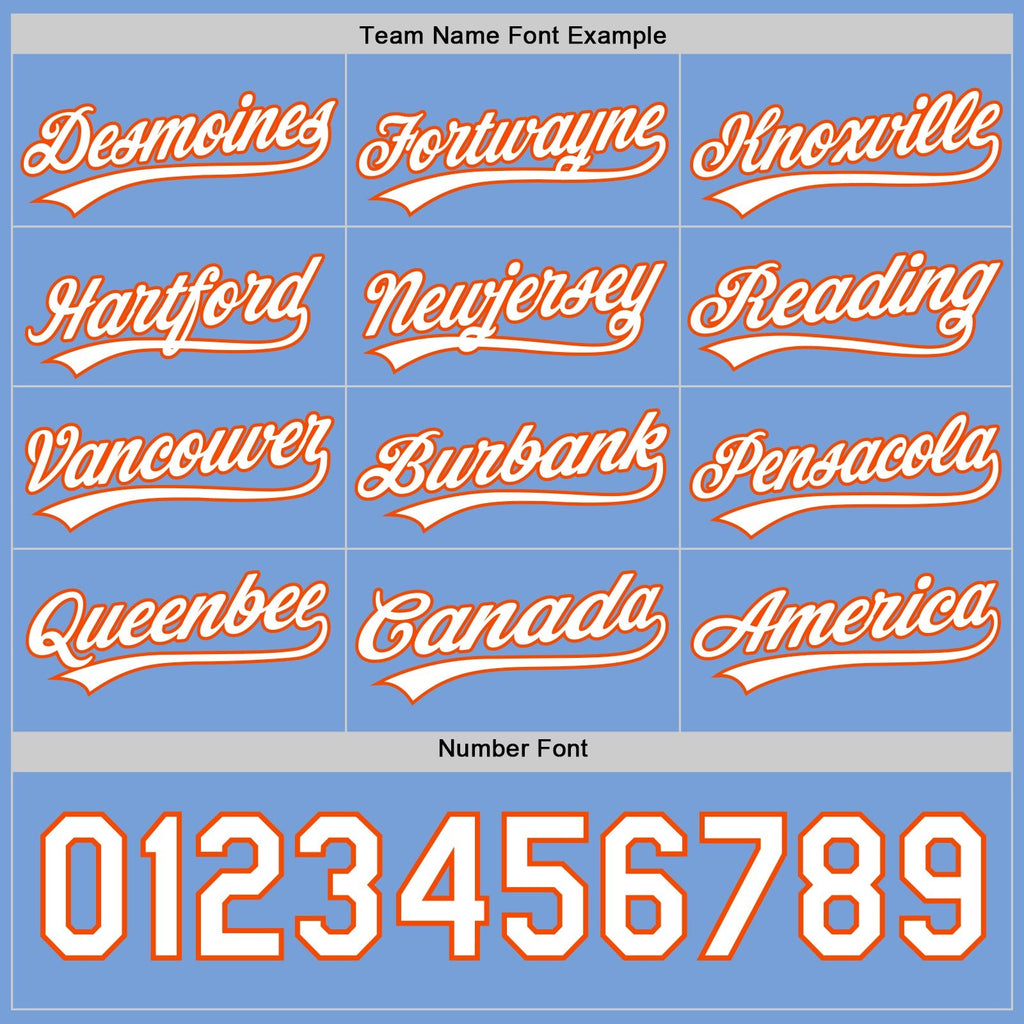 Custom Orange White-Light Blue Reversible Button-Down Baseball Jersey photo 5