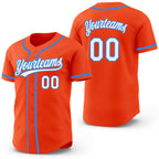 Custom Orange White-Electric Blue Reversible Button-Down Baseball Jersey
