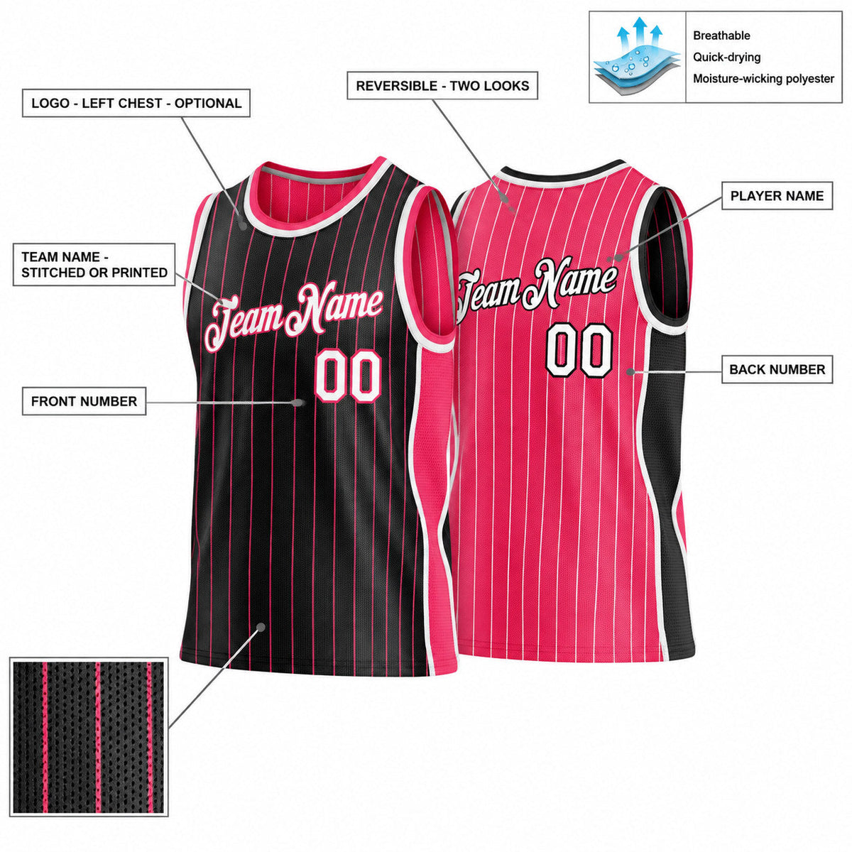 Custom Black and Neon Pink Side Panels Basketball Jersey Set with White Lettering customization guide