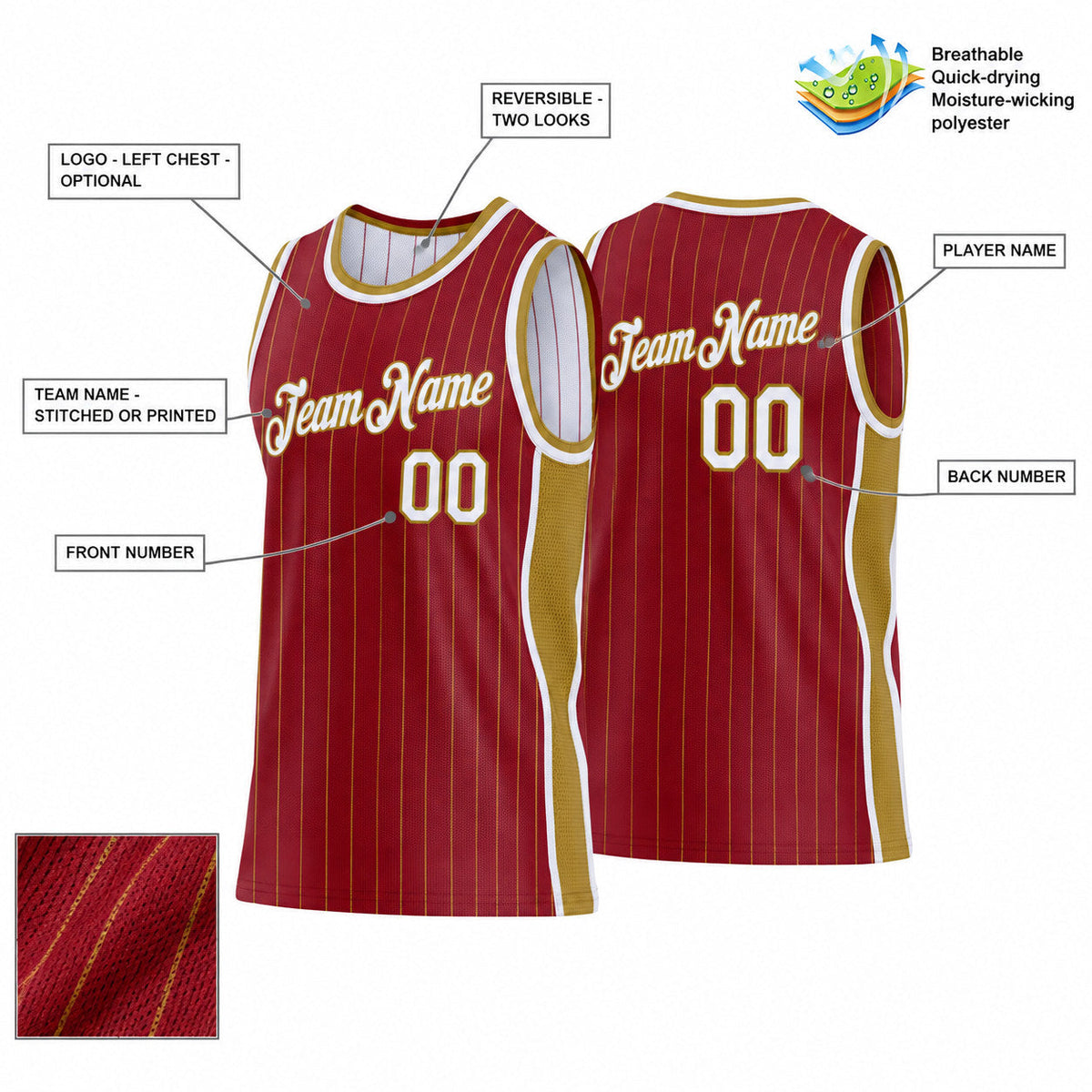 Custom Maroon and Old Gold Side Panels Basketball Jersey Set with White Lettering customization guide
