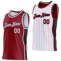 Custom Maroon Black Pinstripe-White Side Panels Reversible Double Side Sublimation Basketball Set Jersey