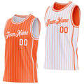 Custom Orange White Pinstripe Side Panels Reversible Double Side Sublimation Basketball Set Jersey
