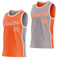 Custom Orange Gray Pinstripe-White Side Panels Reversible Double Side Sublimation Basketball Set Jersey