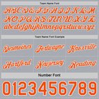 Custom Orange Gray Pinstripe-White Side Panels Reversible Double Side Sublimation Basketball Set Jersey photo 6