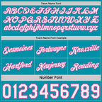 Custom Teal Pink Pinstripe-White Side Panels Reversible Double Side Sublimation Basketball Set Jersey photo 5