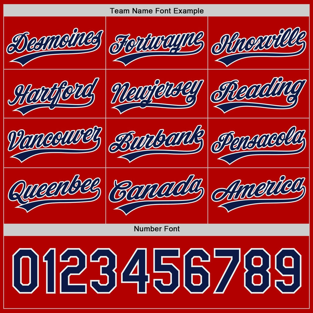 Custom Navy Red-White Reversible Button-Down Baseball Jersey photo 6