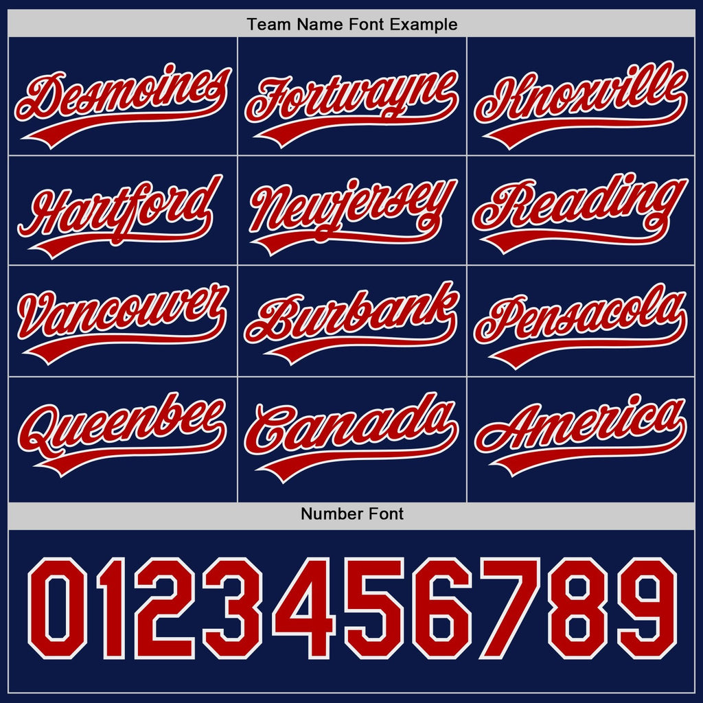 Custom Navy Red-White Reversible Button-Down Baseball Jersey photo 5