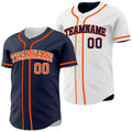 Custom Navy Orange-White Reversible Button-Down Baseball Jersey