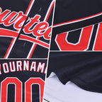Custom Navy Orange-White Reversible Button-Down Baseball Jersey photo 3
