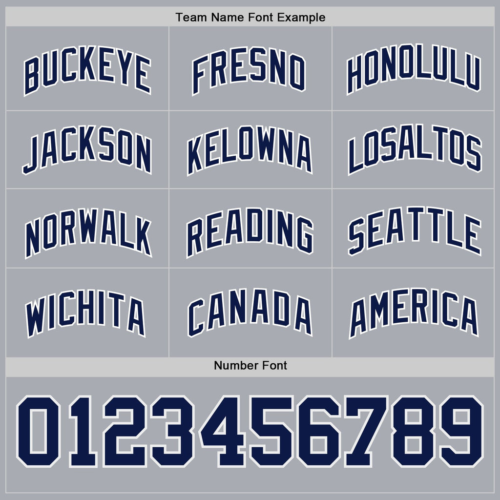 Custom Navy Gray-White Reversible Button-Down Baseball Jersey photo 6