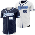 Custom Navy White-Light Blue Reversible Button-Down Baseball Jersey