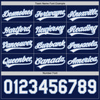 Custom Navy White-Light Blue Reversible Button-Down Baseball Jersey photo 5