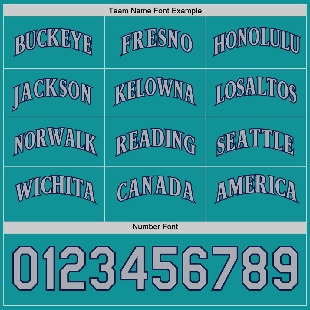 Custom Navy Gray-Teal Reversible Button-Down Baseball Jersey photo 6
