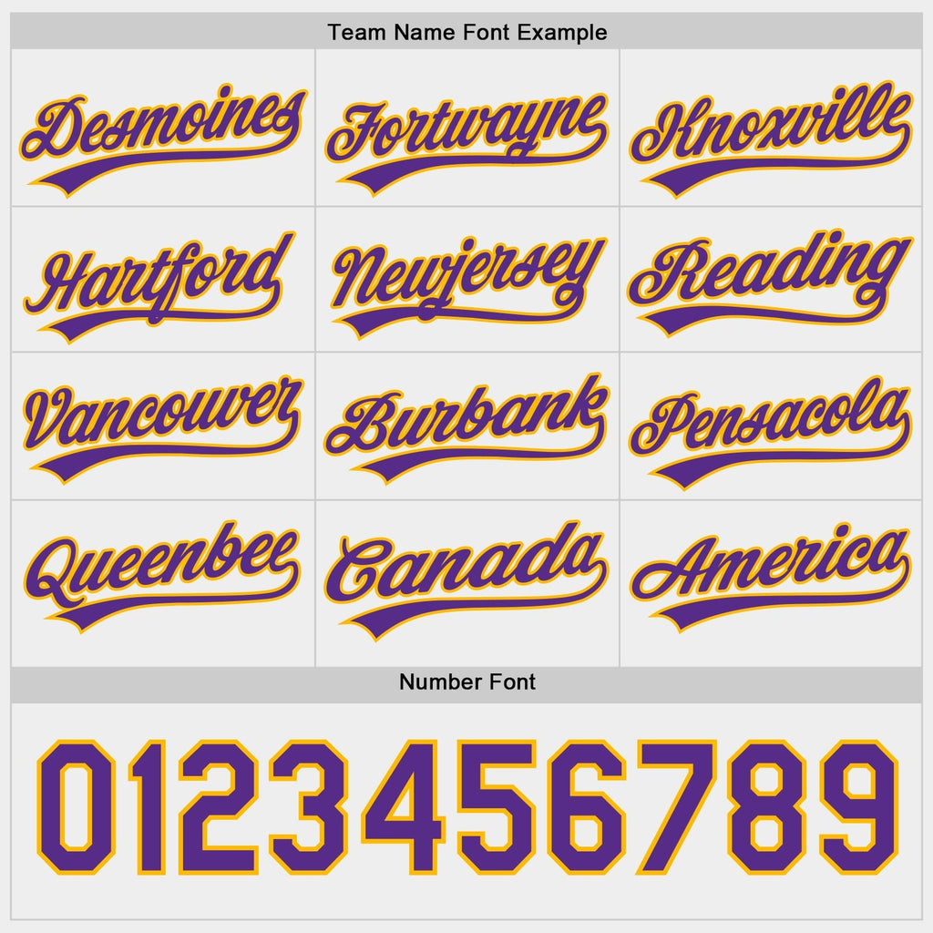 Custom Purple White-Gold Reversible Button-Down Baseball Jersey photo 6