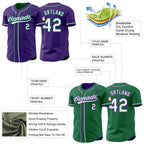 Custom Purple White-Kelly Green Reversible Button-Down Baseball Jersey photo 5