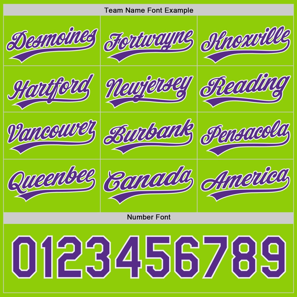 Custom Purple White-Neon Green Reversible Button-Down Baseball Jersey photo 7