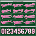 Custom Green White-Pink Reversible Button-Down Baseball Jersey photo 5