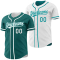 Custom Teal-White Reversible Button-Down Baseball Jersey
