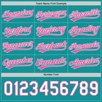 Custom Teal Pink-White Reversible Button-Down Baseball Jersey photo 5